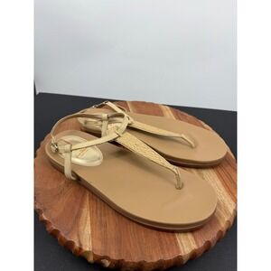 Sam Edelman Naomi Sandal sz 10M Gold Tan Metallic Woven T-Strap Flat Ankle Strap